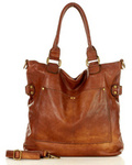Torebka skórzana XL shopper vintage bag z kieszeniami vera pelle - MARCO MAZZINI brąz migdałowy