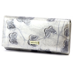 Gregorio damski portfel podłużny skóra naturalna wzór motyle lakierowana