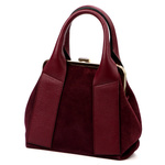 Vera Pelle mały damski kuferek skóra naturalna torebka do ręki z paskiem