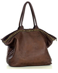 Duża torebka skórzana oversize style shopper bag - MARCO MAZZINI czekoladowy brąz