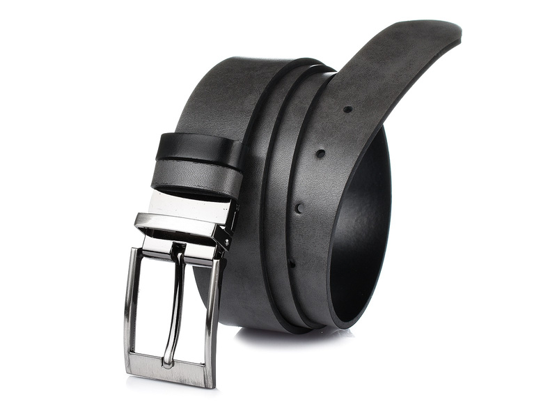 Beltimore pasek męski skórzany dwustronny czarno-szary W11 : Kolory - czarny, Rozmiar pasków - r.85-100 cm