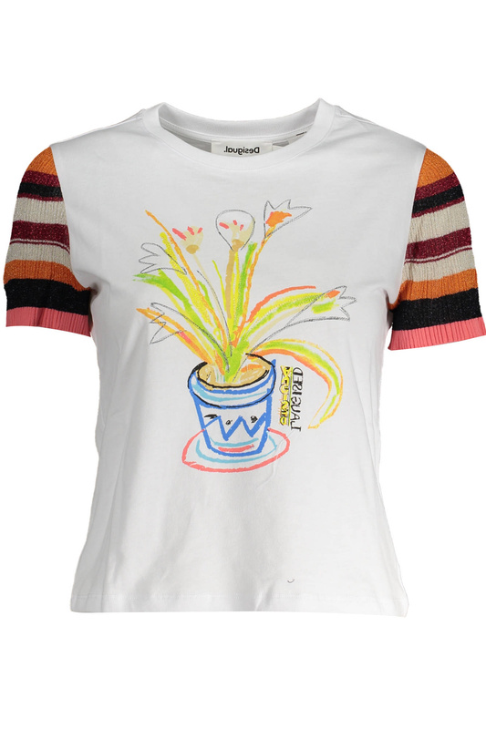 Damski t-shirt z designerskim rękawem od DESIGUAL