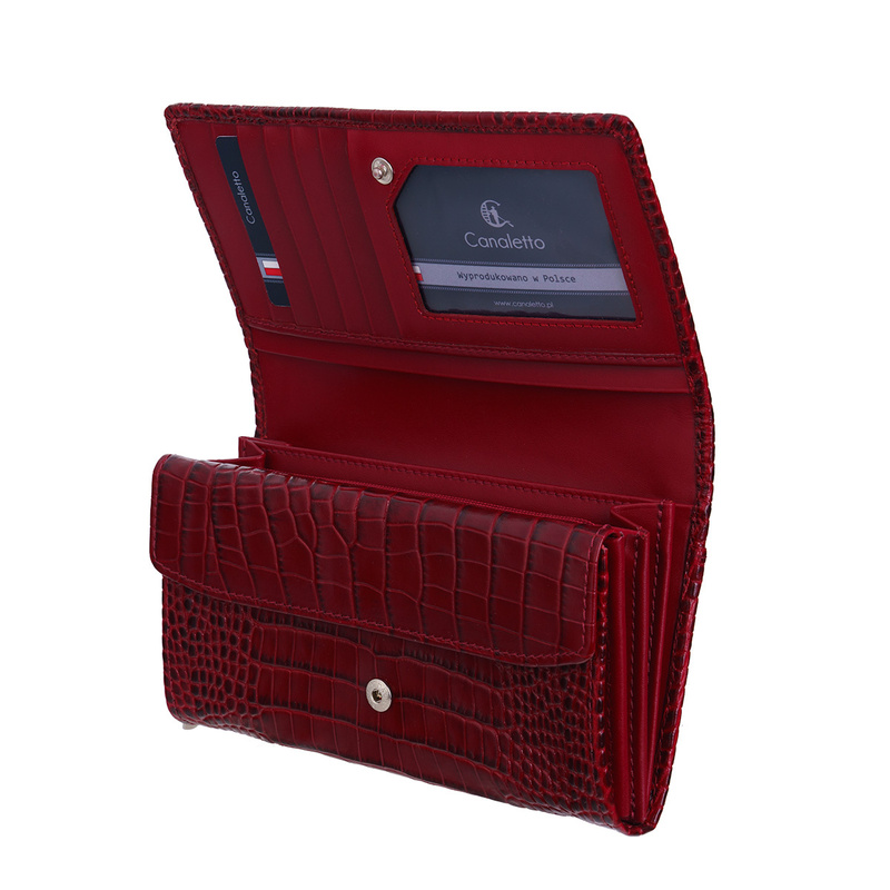 Portfel skórzany damski Canaletto ze skóry z wzorem krokodyla – ochrona RFID i wyjątkowy styl PD1634s162 RFID