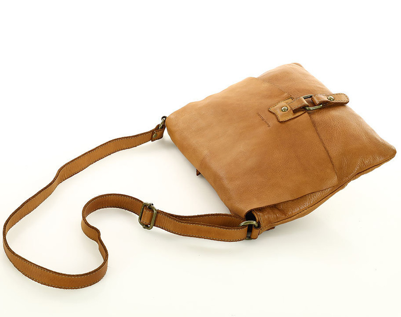 Torebka skórzana listonoszka stylowy minimalizm ala messenger leather bag - MARCO MAZZINI camel