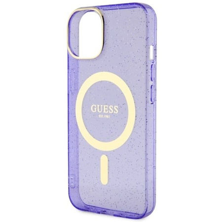 Guess GUHMP14MHCMCGU iPhone 14 Plus 6.7" purpurowy/purple hardcase Glitter Gold MagSafe