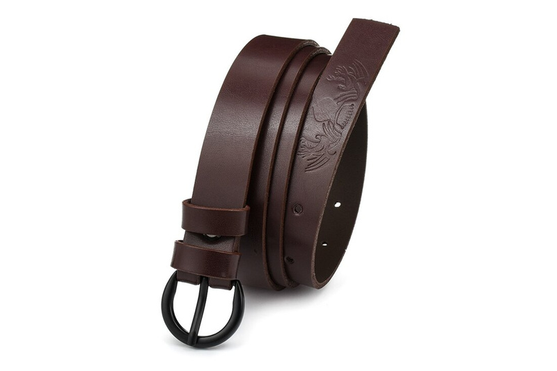 Beltimore skórzany damski pasek czarny 2,5 cm burgundowy A64 : Kolory - brązowy, beżowy, Rozmiar pasków - r.105-120 cm