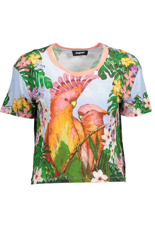 DESIGUAL T-SHIRT Z KRÓTKIM RĘKAWEM DAMSKI JASNY NIEBIESKI