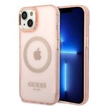 Guess GUHMP14MHTCMP iPhone 14 Plus 6,7" różowy/pink hard case Gold Outline Translucent MagSafe