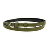 Pasek damski wąski solidny skórzany do sukienki khaki S19 : Kolory - zielony, Rozmiar pasków - r.105-120 cm