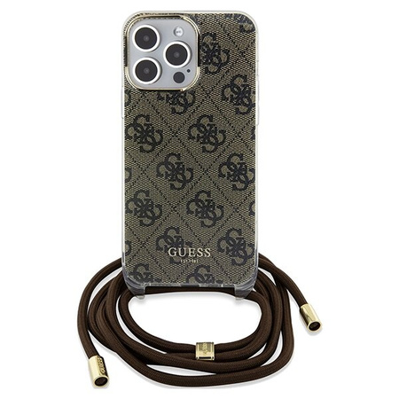 Guess GUHCP15XHC4SEW iPhone 15 Pro Max 6.7" brązowy/brown hardcase Crossbody Cord 4G Print