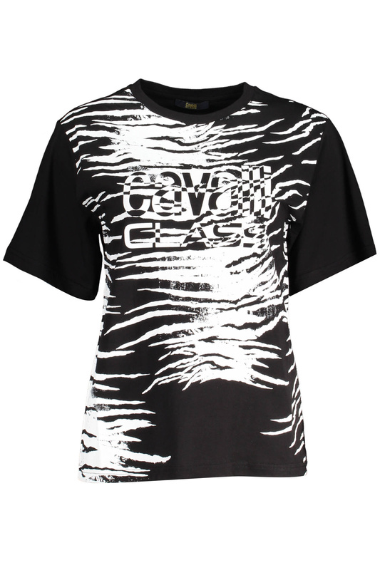 CAVALLI CLASS T-SHIRT Z KRÓTKIM RĘKAWEM DAMSKI CZARNY