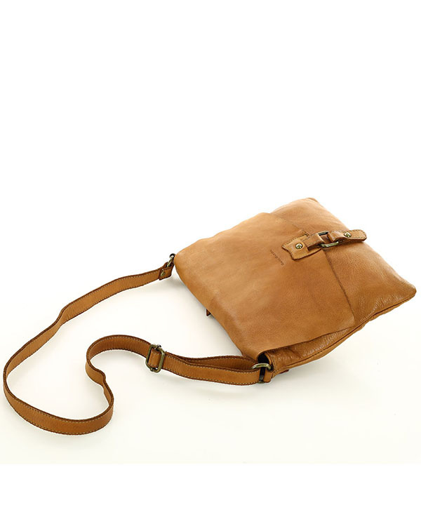 Torebka skórzana listonoszka stylowy minimalizm ala messenger leather bag - MARCO MAZZINI camel