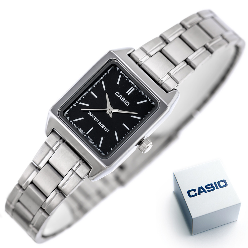 Damski zegarek z prostokątną tarczą marki CASIO