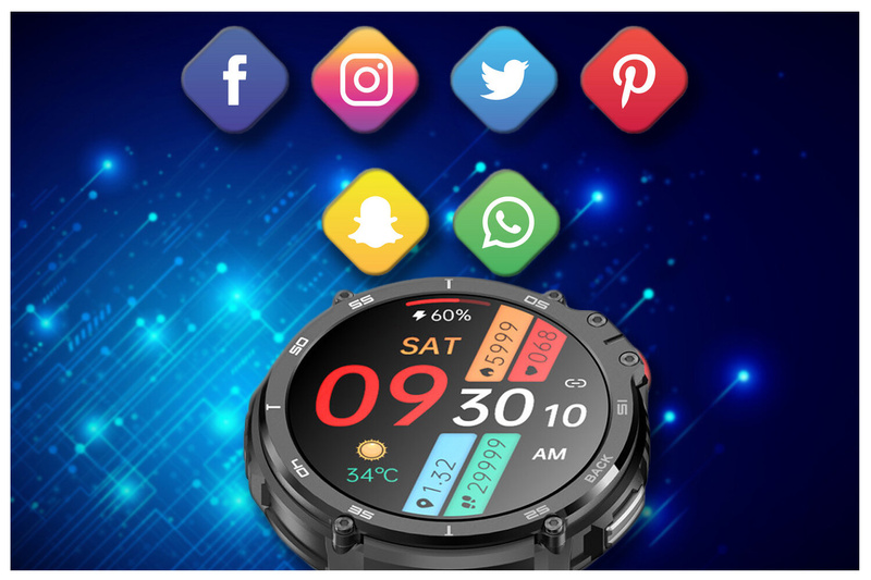 SMARTWATCH MĘSKI Rubicon RNCF08 - WYKONYWANIE POŁĄCZEŃ - BLUETOOTH CALL - ODTWARZACZ MP3 4GB (sr053a)