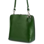 Ciemno zielona Vera Pelle mała listonoszka skórzana modna K03