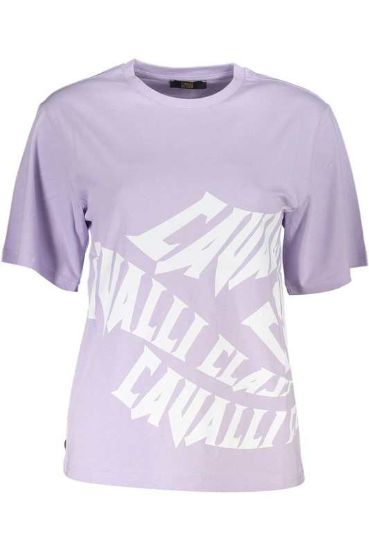 CAVALLI CLASS FIOLETOWY T-SHIRT DAMSKI Z KRÓTKIM RĘKAWEM