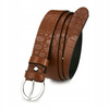 Skórzany pasek damski do spodni sukienki Beltimore brąz 3 cm W82 : Kolory - brązowy, beżowy, Rozmiar pasków - r.95-110 cm