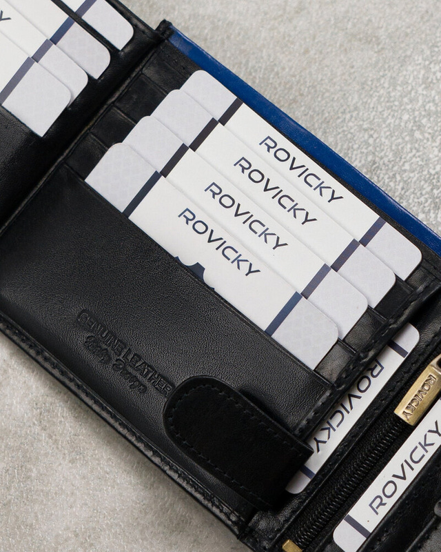 Zapinany Skórzany męski portfel Rovicky z RFID