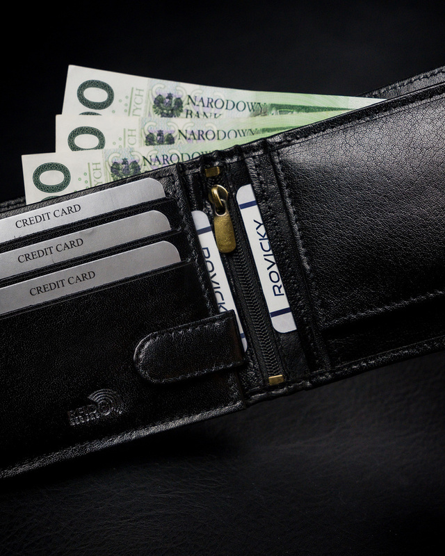 Skórzany męski portfel Rovicky 1567-03-BOR RFID