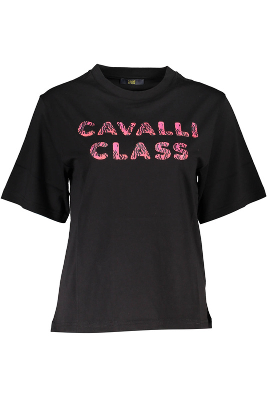 CAVALLI CLASS T-SHIRT Z KRÓTKIM RĘKAWEM DAMSKI CZARNY