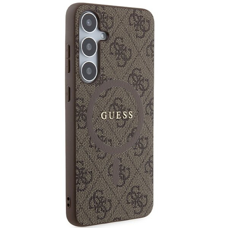 Guess GUHMS24MG4GFRW S24+ S926 brązowy/brown hardcase 4G Collection Leather Metal Logo MagSafe