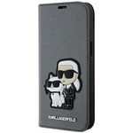 Karl Lagerfeld KLBKP14SSANKCPG iPhone 14 6.1" bookcase srebrny/silver Saffiano Karl & Choupette