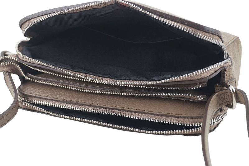 Stylowa torebka crossbody trzykomorowa - Brązowa jasna 