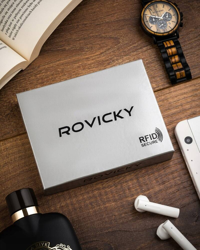 Duży elegancki skórzany męski portfel Rovicky RFID