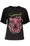 CAVALLI CLASS T-SHIRT Z KRÓTKIM RĘKAWEM DAMSKI CZARNY