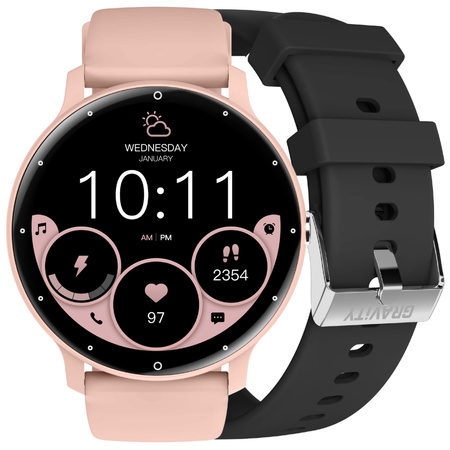 SMARTWATCH UNISEX GRAVITY GT1-5 PRO - ROZMOWY BLUETOOTH, DODATKOWY PASEK (sg027e)