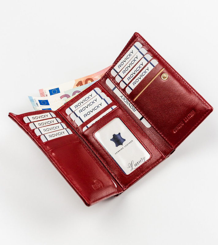 Skórzany damski portfel Rovicky 8810-MIRN RFID