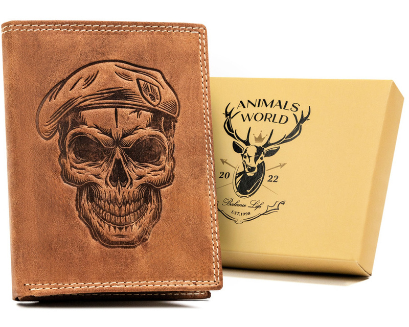 Skórzany męski portfel Wild ANIMALS N4-CHM SKULL