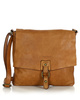 Torebka skórzana listonoszka stylowy minimalizm ala messenger leather bag - MARCO MAZZINI camel