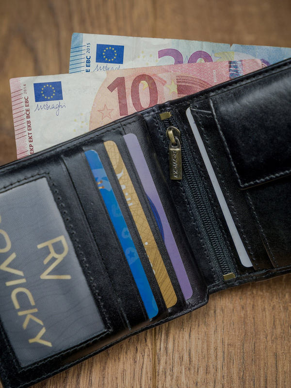 Rozbudowany męski portfel skórzany z RFID Rovicky