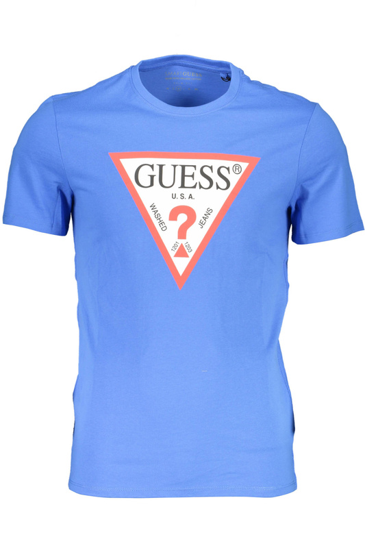 T-SHIRT MĘSKI Z KRÓTKIM RĘKAWEM GUESS JEANS NIEBIESKI