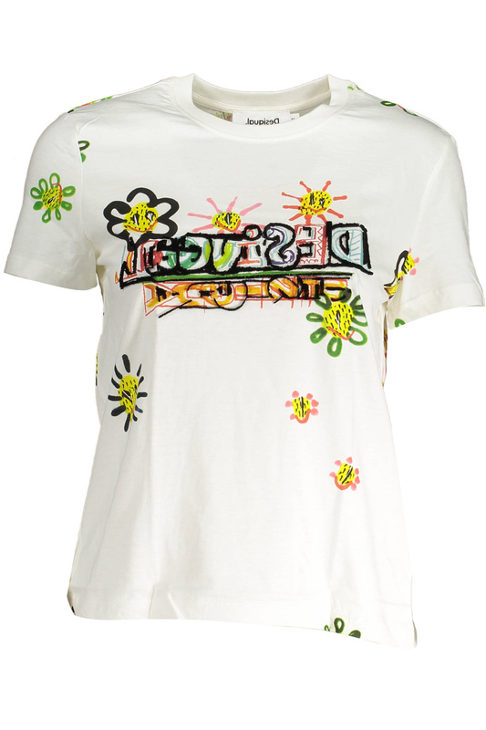 DESIGUAL DAMSKI T-SHIRT Z KRÓTKIM RĘKAWEM BIAŁY