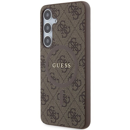 Guess GUHMS24MG4GFRW S24+ S926 brązowy/brown hardcase 4G Collection Leather Metal Logo MagSafe