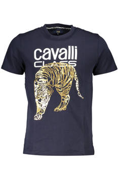 CAVALLI CLASS T-SHIRT Z KRÓTKIM RĘKAWEM MĘSKI NIEBIESKI