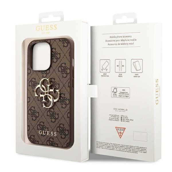 GUESS AirPods Case For AirPods 3 Hard Case Brown 4G Script Metal